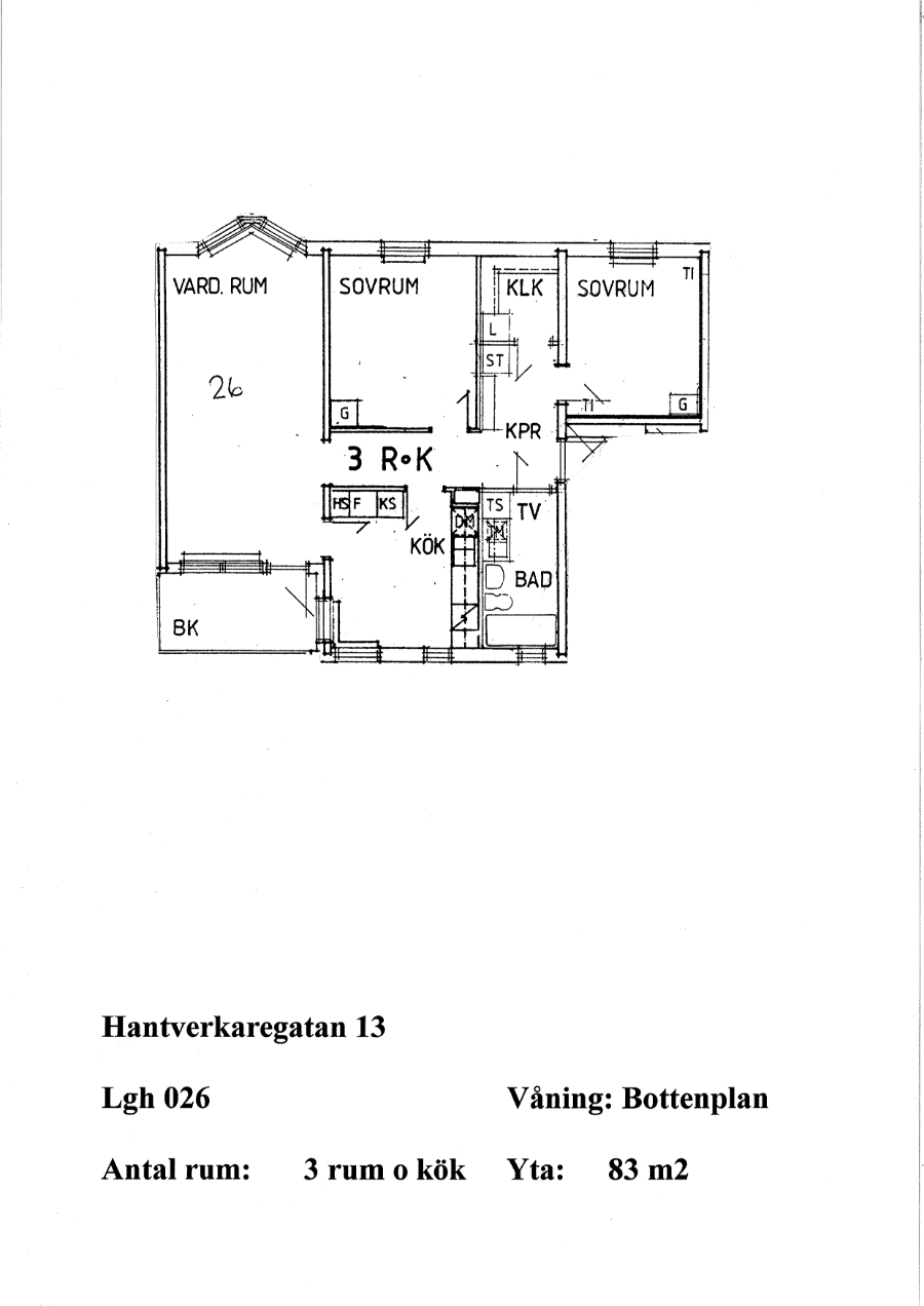 Planlösning för Hantverkaregatan 13