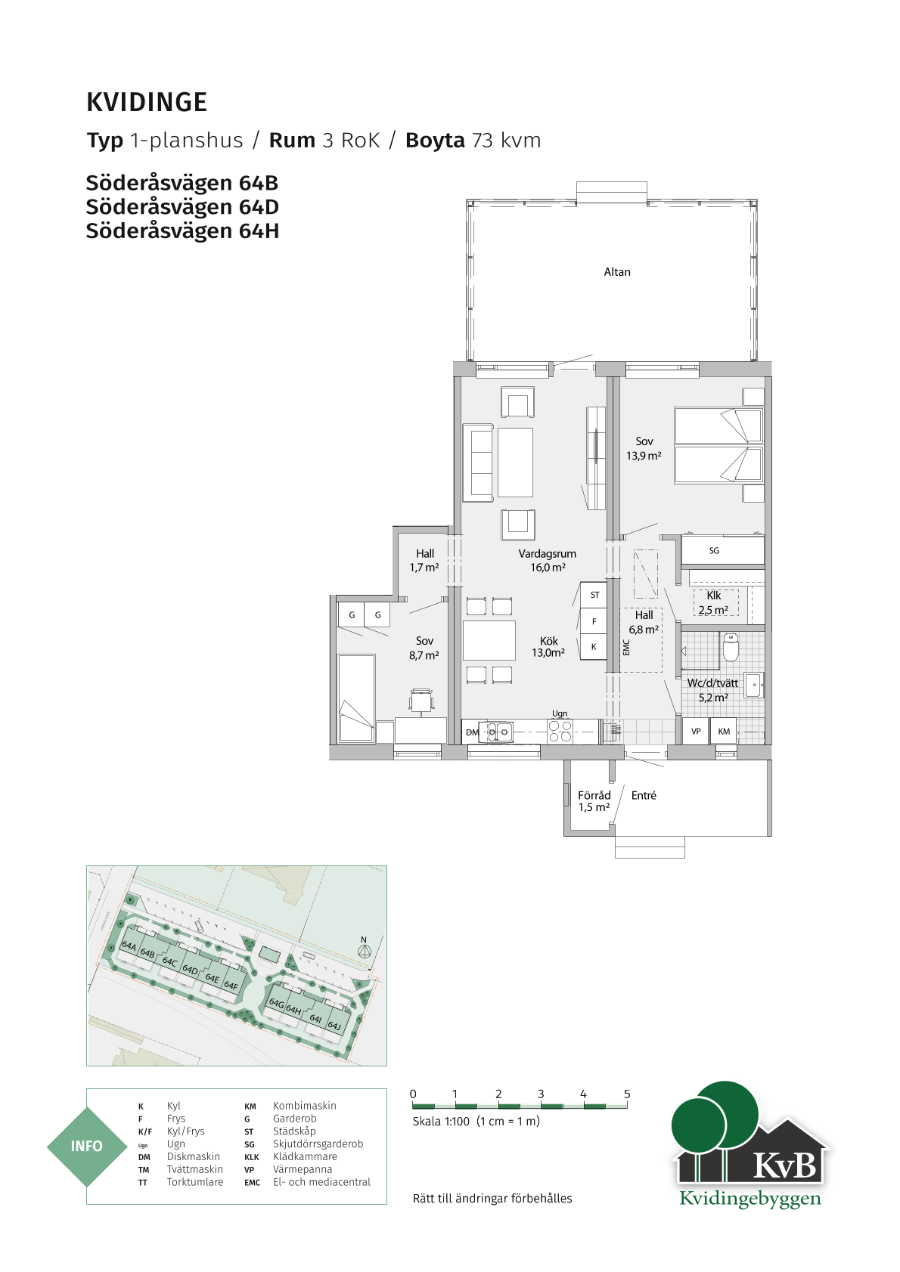 Planlösning för Söderåsvägen 64 D