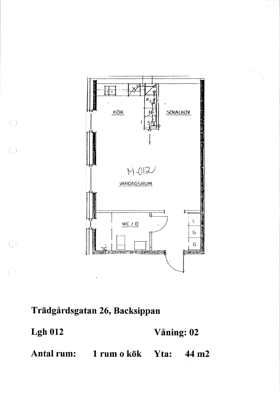 Planlösning för Trädgårdsgatan 26